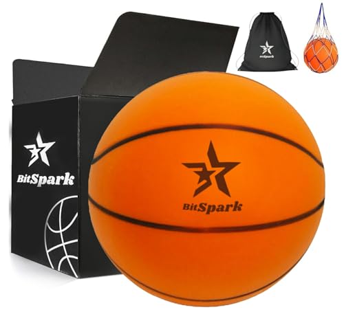 BitSpark Silent Basketball Size 7 (29.5”) - No Noise Play & Non Compressed Airless Basketball for Quiet Dribbling and Indoor Training – Real Feel Bounce, Safe for Apartments & Late-Night Practice