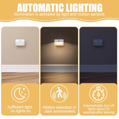 HOTUT Motion Sensor Lights Indoor, 2 Pack Night Light, USB Rechargeable LED Motion Sensor Light (AUTO/ON/Off) - Image 4