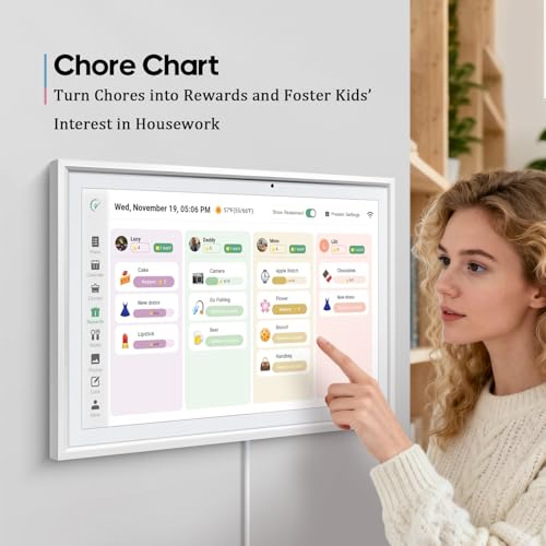 Digital Calendar 15.6 Inch Smart Electronic Family Planner with Chore Chart Display, IPS HD Touch Screen with WiFi App Control, Share Photos, Videos and Sound Reminder, Desk Calendar Refills — view 4