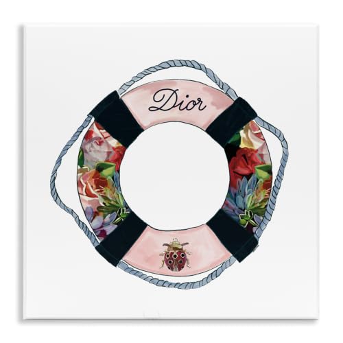 Floral Life Preserver Glam, 12 x 12 Inch Mounted Print on Wall Plaque