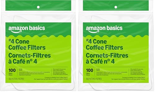 Amazon Basics Number 4 Cone Coffee Filters for 8-12 Cup
