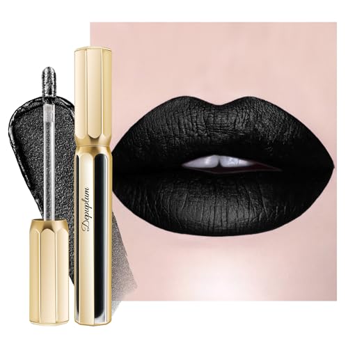 Image of Depuplum Black Lipsticks for Women Metallic Glitter Lipstick Long Lasting