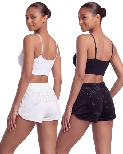 Image of Juicy Couture Women's 2-Pack Sleep and Lounge Velvet Fleece Dolphin Shorts