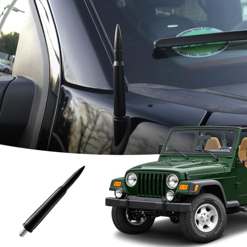 ?????? Style Antenna Mast for Jeep Wrangler 1987-2006, Black Automotive Antenna Replacement for Cars, Trucks & SUV - AM FM Radio Compatible - Car & Truck Exterior Accessories, 4.25''