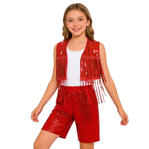 Tenues danse hip hop brillantes rouge pour éviter les costumes inconfortables qui grattent ado 13-14
