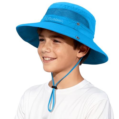 Image of Baby Sun Hat UPF 50+ Sun Protective Toddler Bucket Hat Summer Kids Beach Hats Wide Brim Outdoor Play Hat for Boys Girls
