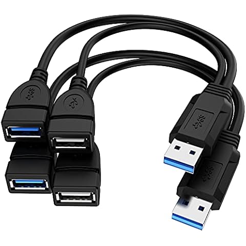 Eanetf USB 3.0 Female to Dual USB Male Splitter Cable, 2 Pack Cover