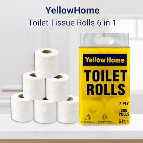 Image of Toilet Paper Roll - (6 Roll x 200 Pulls), 2 Ply Super Absorbent Toilet Tissue Rolls | Soft Toilet Roll for Bathroom | Flushable & Septic Safe | OBA Free Toilet Tissue for Home & Office