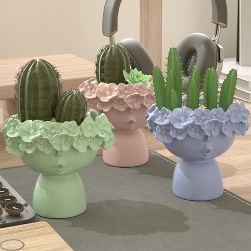 Flower Wreath Girl Concrete Flower Pot Silicone Mold Succulent Planter Pot Vase Mold Candle Jar Storage Box Plaster Epoxy Resin Cement Clay Mould by NINEXY - Used condition - Image 3