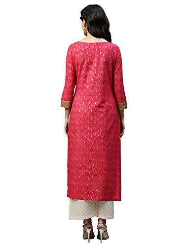 Image of INDO ERA Women's Viscose Rayon Straight Fit Ethnic Motifs Kurta