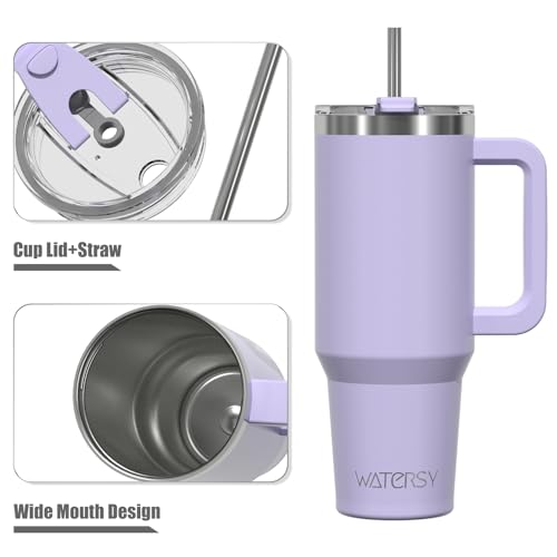 WATERSY 40oz Kaffeebecher to Go Thermobecher Doppelwandiger Edelstahl Vakuum Auslaufsicher Trinkbecher mit Griff und Strohhalm Thermal… – Ansicht 6