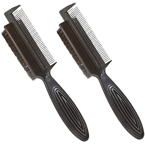 MUCKLILY 2pezzi Spazzola Per Doppia Faccia Pettine Per Cotonare i Setole in Nylon e Per Rasatura e Acconciatura
