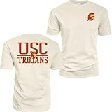 USC Trojans NCAA Officially Licensed T-Shirt Ringspun Front/Back Mascot Ivory, Large