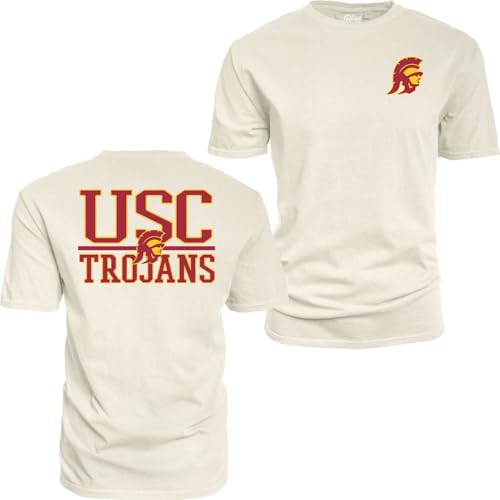 USC Trojans NCAA Officially Licensed T-Shirt Ringspun Front/Back Mascot Ivory Large