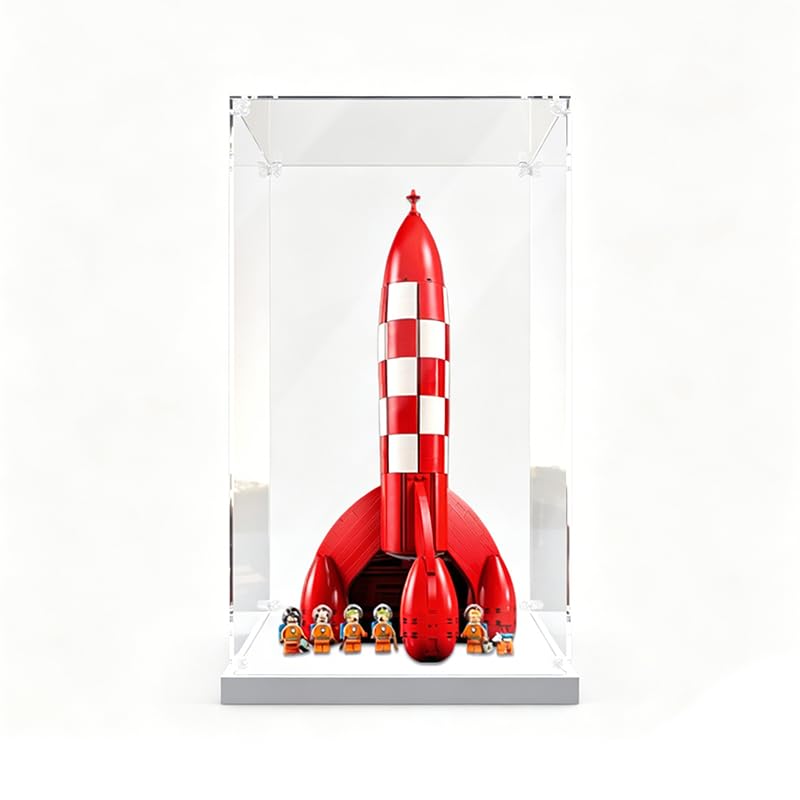 Display Case for LE*GO 21367 Tintin Moon Rocket, Premium Acrylic Dust-Proof Protector for Collectible LE*GO Ideas Model