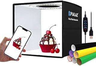 Mini Light Box Photography 9.8 inch/25cm Photo Box PULUZ Portable Photo Studio Dimmable Shooting Tent Kit with 96 LED Lights &12 Colors Backdrops for Small Items Display