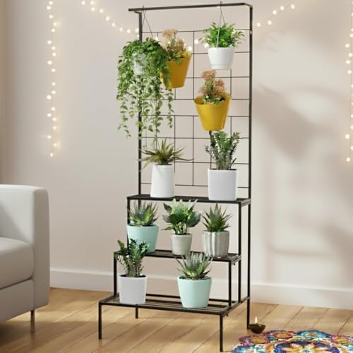 Image of Bee Creative Plant Stands for Outdoor Balcony, Flower Pot Stand for Indoor Plants, Large Metal Planter Stand for Living Room, home decor, Indoor & Outdoor plants Stand (3 STEP B)