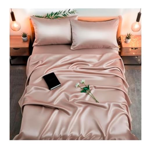 SUNDAYSILKS™ | 100% Mulberry Silk Bed Sheets | Pure Silk Sheets | 4PC Mulberry Silk Sheets Queen | Natural Silk Bedding Set | Soft, Durable | Grade 6A Organic Real Silk Sheets [Nude Champagne]