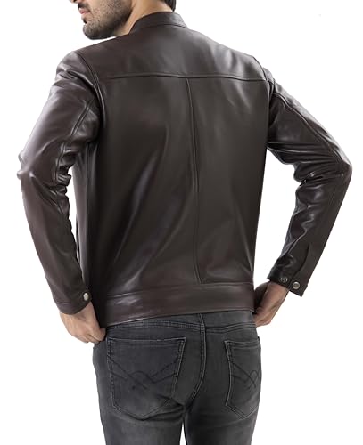 Image of Jild Classical Single Piece Lambskin Leather Jacket Men - Everyday Wear Snap Tab Collar Men's Motorcycle Leather Jacket