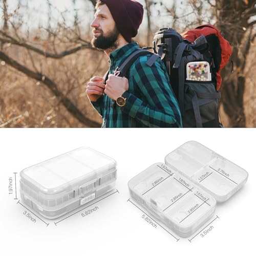 Image of FYY Weekly Pill Organizer with Labels,8 Compartments Travel Daily Pill Case Airtight Moistureproof Large Pill Box to Hold Vitamins, Fish Oil, Supplements,Cotton Swab and Bandages-Clear
