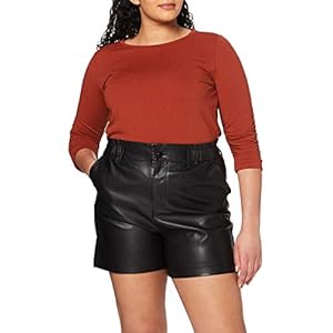 TOM TAILOR Denim Dames kunstleren shorts vrijetijdsbroek