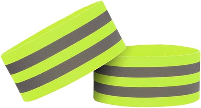 2 Pieces Reflective Bands Reflector Bands for Wrist, Arm, Ankle, Leg, High Visibility Reflective Gear Safety Reflector Tape Straps for Night Walking, Cycling and Running, Green