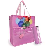 Kids Cute Tote Bags for Boys Girls Ages 4-16,Handbags with Pencil Case, Book Tote Bags with Zipper for School and Playtime