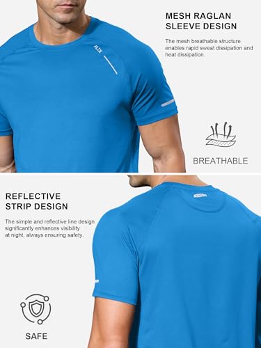 Comdecevis Mens Workout Shirts Dry Fit UPF 50+ Sun Shirts Short Sleeve Athletic Gym Clothes for Men M(34) Royal Blue — view 5