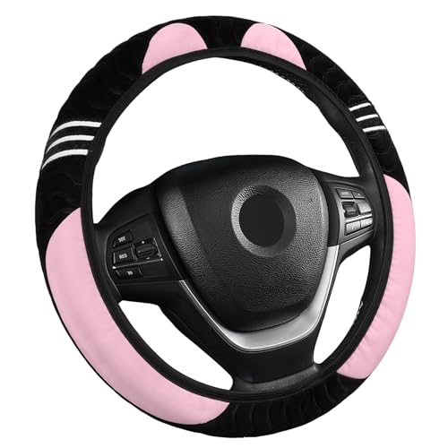 Car Steering Wheel Cover Cute Cat Ear Plush Universal 15 Inc