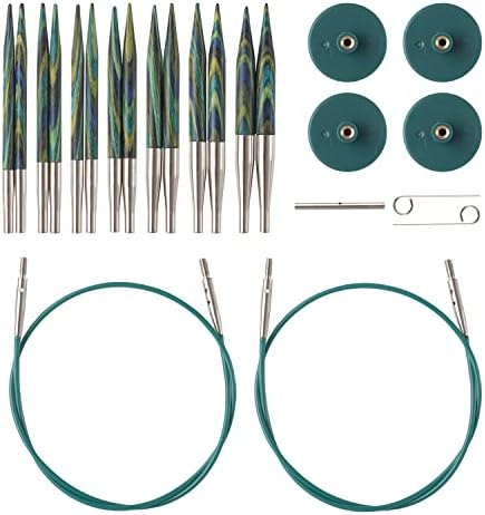 Knit Picks Options 2-3/4" Short Tip Interchangeable Wood Knitting Needle Set (Caspian)