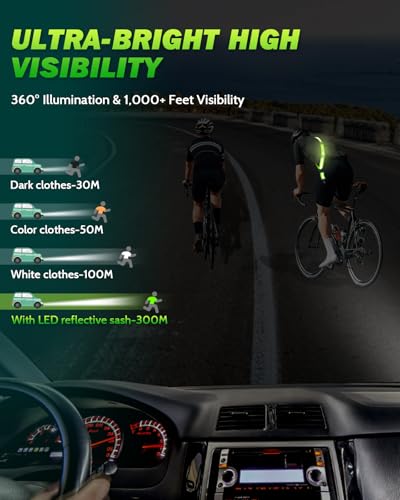 Fitense LED Reflective Belt Sash - 5 Lights Colors & 3 Light Modes High Visibility Night Safety Belt, Rechargeable Light Up Running Gear Adjustable Vest Straps for Runners Walkers Men Women - Thumbnail 4