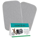 rocket & rex Premium Washable Pet Carrier Pads, Reusable, Waterproof & Absorbent, Dog and Cat Pads for Lining Travel Carriers, Litter Boxes, Pet Crates & More, 17.5' x 11' (Pack of 2)