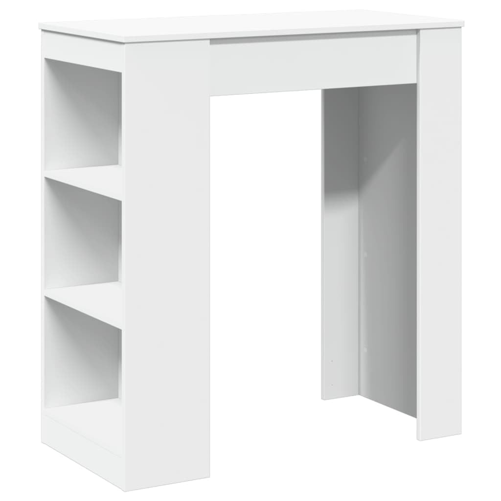 Tavolo da Bar con 3 Ripiani Bianco Mobile Alto 95x47x103,5cm | Mobile alto salvaspazio per cucina e soggiorno, ideale per aperitivi in casa e per riporre bottiglie o stoviglie.