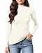 MANGOPOP Women's Mock Turtleneck Long Sleeve Shirt Fall Outfits Fashion Thermal Undershirt Basic Tops Fleece Lined Tee 2025 White Small