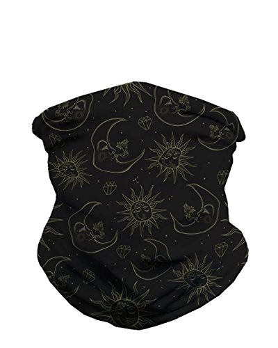 Black celestial sun & moon neck gaiter mask full face coverin…