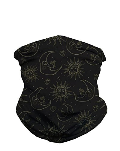 iHeartRaves Black Celestial Sun & Moon Neck Gaiter Face Scarf Mask Bandana