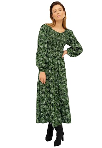 Ellos Plus Size Smocked Bodice Tiered Midi Dress