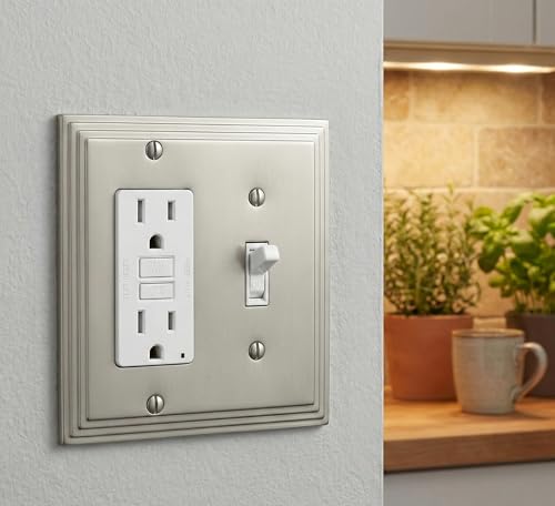 Cosmas 25077-SN Satin Nickel Single Toggle/GFI Decora Rocker Combo Wall Switch Plate Switchplate Cover
