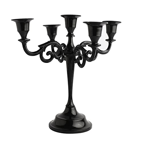 Rely+ 5 Arm Candelabra 10 Inch Tall Glossy Black Taper Candle Holders, Candle Stands, Candlesticks For Home Decor, Wedding, Parties, Dinning Table Centerpiece, Fit 3/4 Inch Thick Candles #TOP7