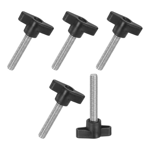 M METERXITY 5 Pcs Vis à Oreilles, M8x40mm Boutons d'Aile en T, Bouton de Vis de Serrage de Poignée de T pour Travail du Bois/Machines, à Filetage Métrique [Acier Inoxydable 304, Noir]