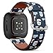 CJBROES Replacement Leather Watch Band, Compatible with Fitbit Versa 3 and Fitbit Sense of Wristband Bracelet Accessory - Cute Sleeping Sheep