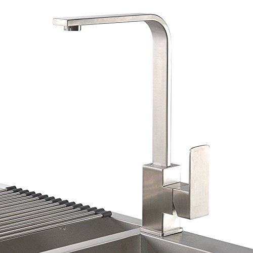 Robinet de cuisine carré sans plomb avec bec rotatif à 360 degrés en inox 304