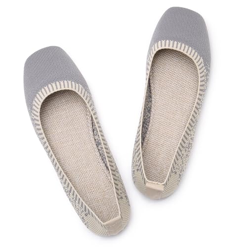 Image of RVROVIC Women Flat Shoes Knitted Lightweight Slip-on Loafers Breathabel Soft Comfortable Ballet Flats