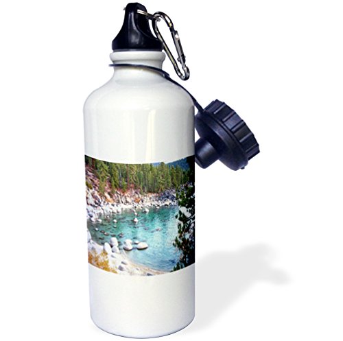 3Drose "Secret Beach By Lake Tahoe East Shore" Sports Water Bottle, 21 Oz, White #TOP7