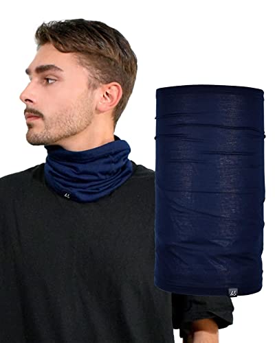 Basic Sense Multifunctional Headwear Cotton Rich Sports Snood Neck Warmer Gaiter, Small Navy