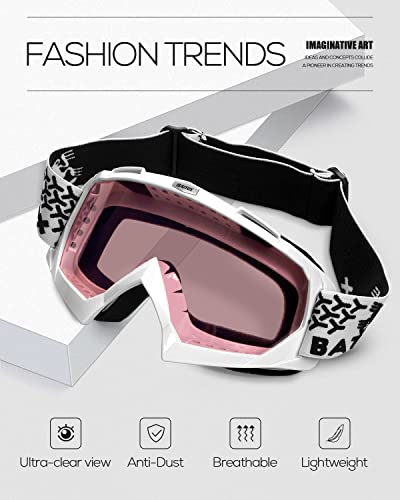 BATFOX Dirt Bike ATV Goggles Motorcycle Gear Riding Motocross Dirtbike 4-Wheeler MX DH Accessories Goggles Glasses for Men Women Youth UV400 Protection Dust-proof Anti-Slip Strap — view 2