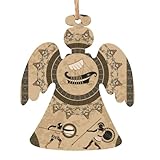 AIFAAFIIA Ancient Greek Traditional Ethnic Vintage 6 Pcs Christmas Wooden Ornament Set, Christmas Tree Decoration Gifts for Women Men, Xmas Hanging Angel Shape Pendants Decor