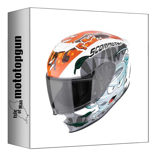 Casque intégral Scorpion exo-JNR air moto blanc bleu orange taille L mototopgun 120-495-361-05