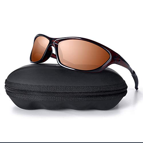 Polarized Sports Sunglasses For Men MXNX Driving Cycling Fishing 100% UV Protection-Brown Frame/Brown Lens