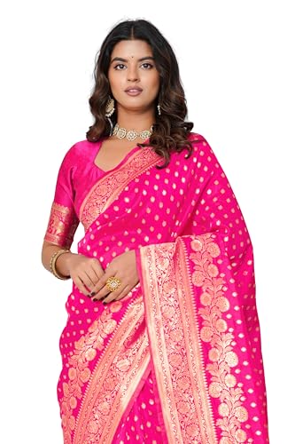 Image of Subham Saree for Woman Silk Cotton Kanjivaram | Soft Daily Wear Golden Zari Sari with Jacquard Blouse Piece
